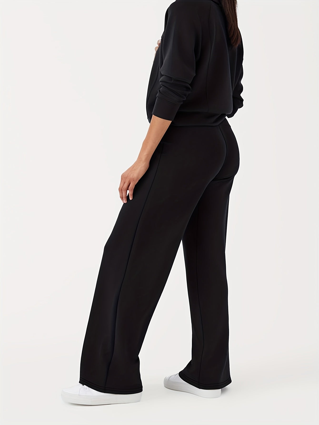 Plus Size Women's Stretch Straight Leg Pants Solid Color Casual Formal Spring Fall