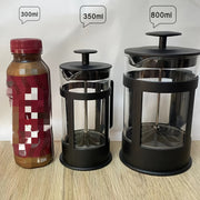 French Press Coffee and Tea Maker Stainless Steel Glass 11.8oz 27oz Black