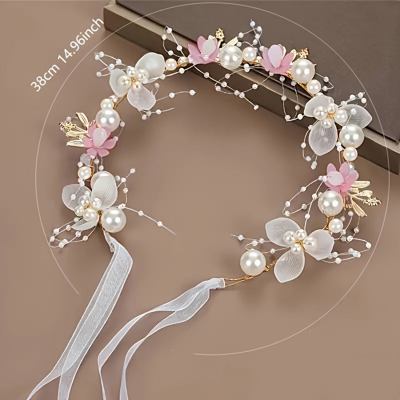 Faux Pearl Mesh Hairband for Bridal Wedding Headpiece Elegant Hair Accessories