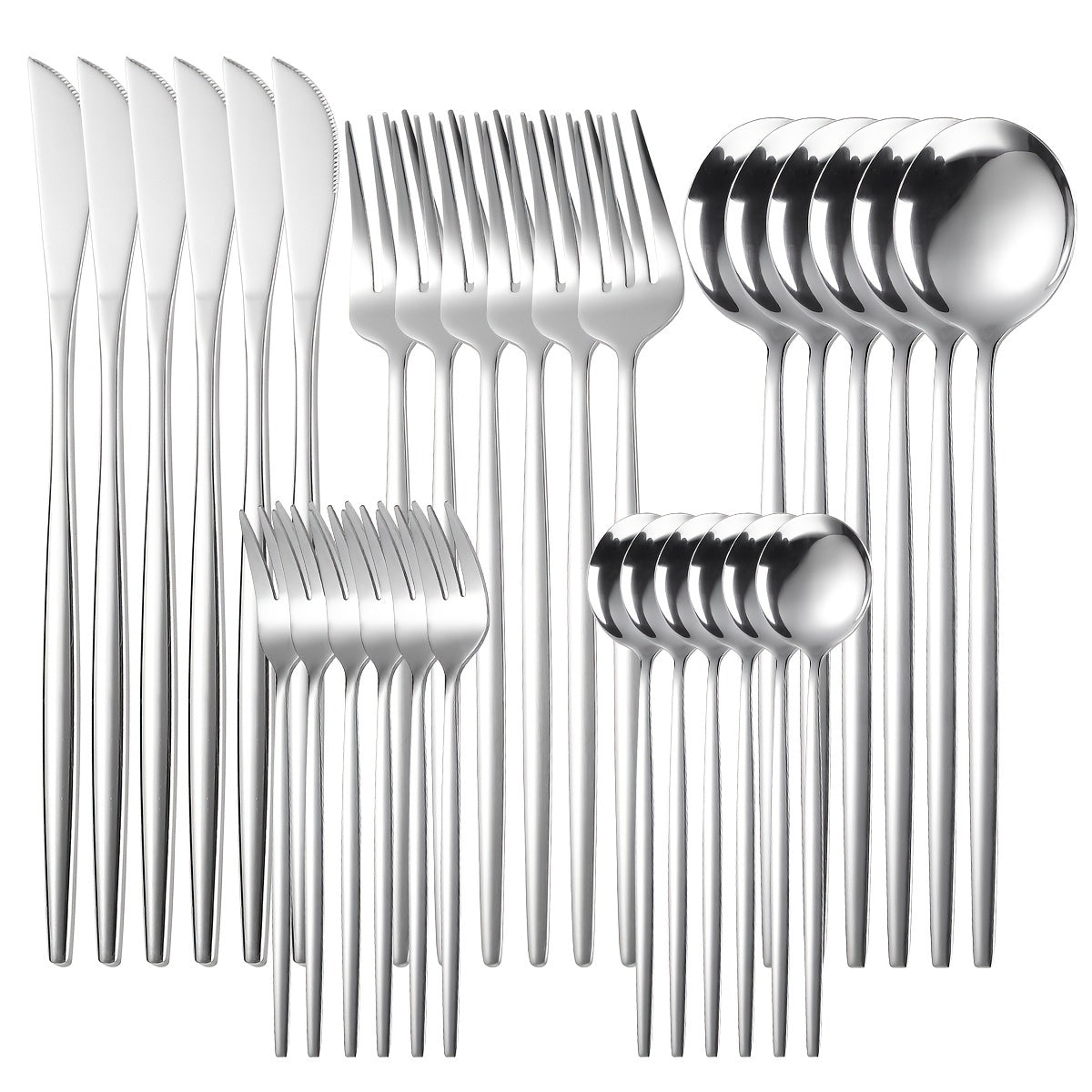 30-Piece Stainless Steel Tableware Set for Hotel Restaurant Kitchen Use