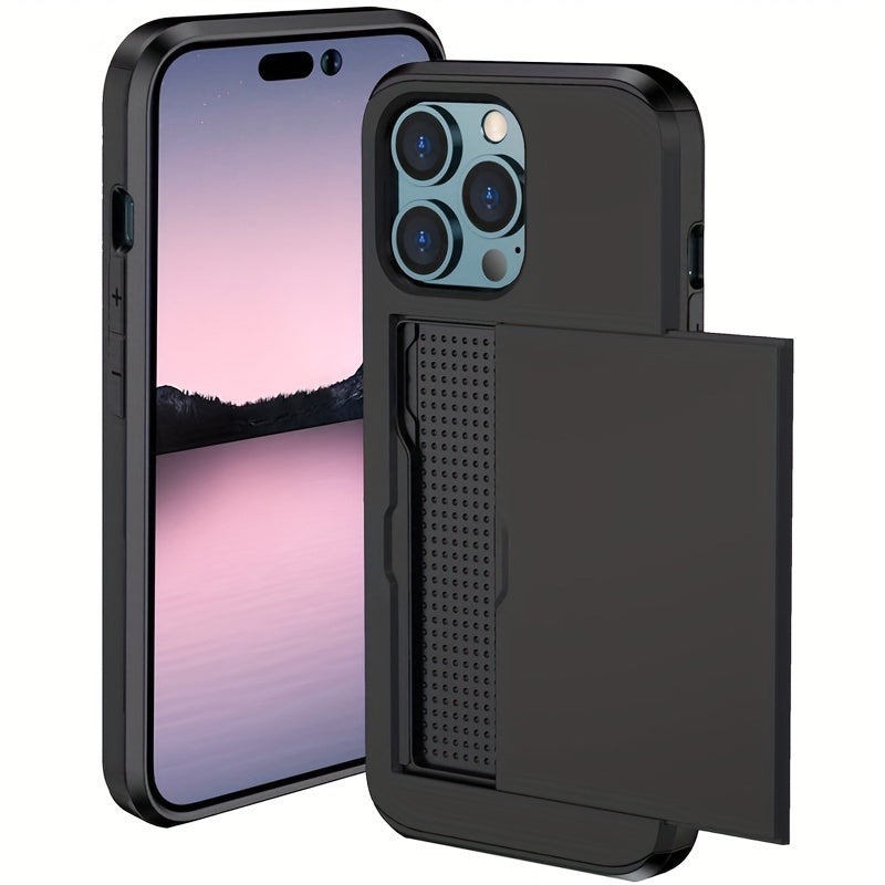 Hard Phone Case with Card Slot for iPhone 14-16 Pro Max