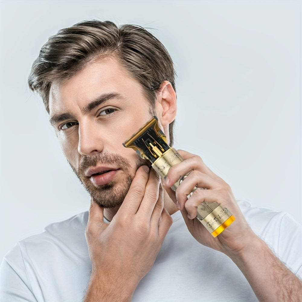 Kit de recortadora de cabello para hombres para cuidado, corte, afeitado, 3 en 1, recargable por USB, recortadora de pelo de la nariz, afilador de patillas, afeitadora de barba, raspador