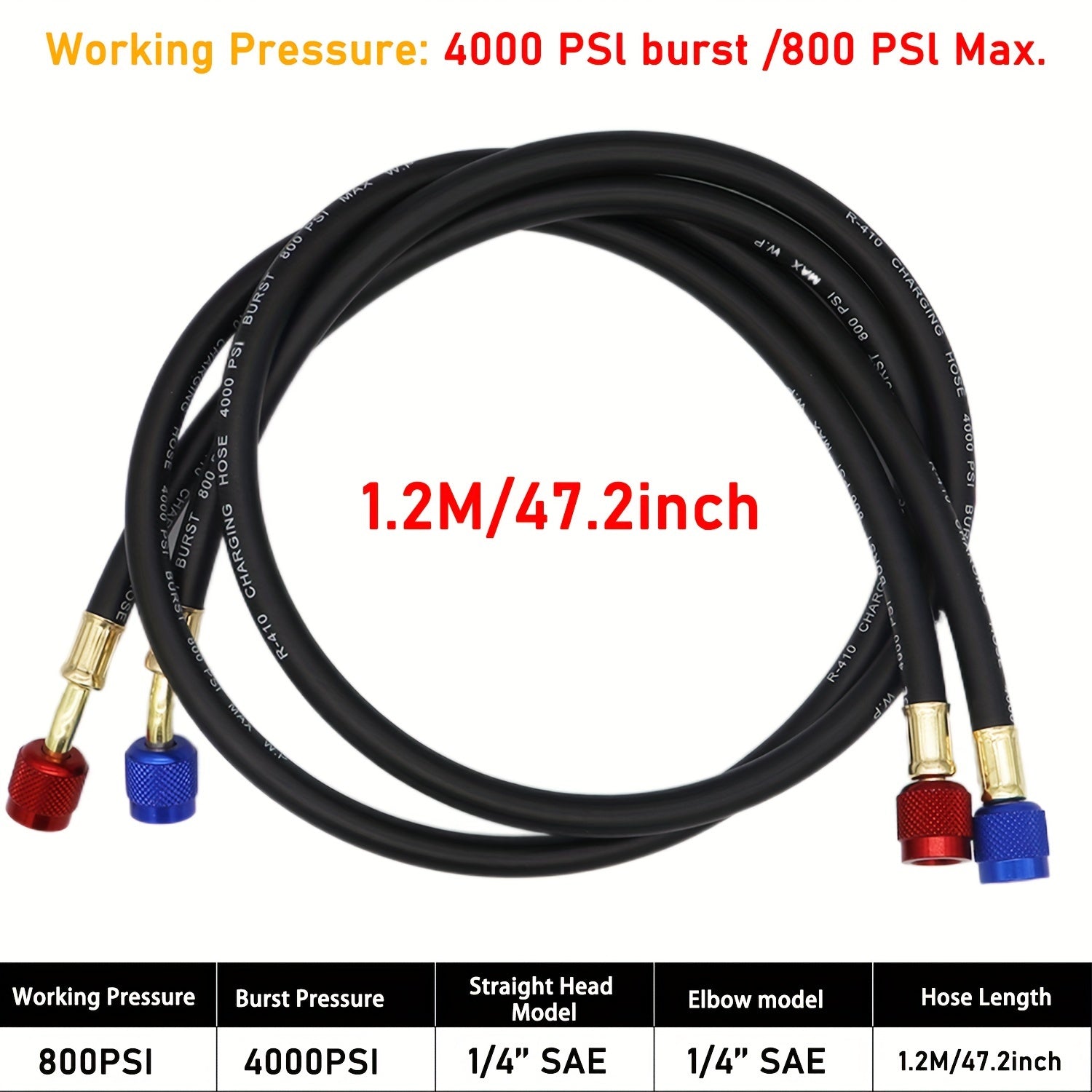 High Pressure Refrigerant Charging Hose Set for Car Air Conditioning with Adapter