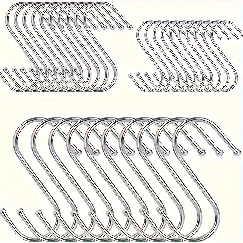 10Pcs Stainless Steel S-Hooks for Kitchen Bathroom Garden Workshop