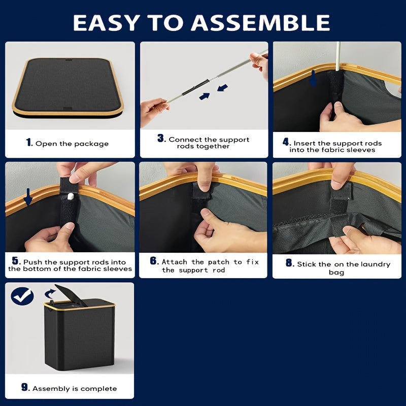 Gran cesta de ropa plegable con tapa y asas, capacidad de 150L para almacenamiento de ropa sucia