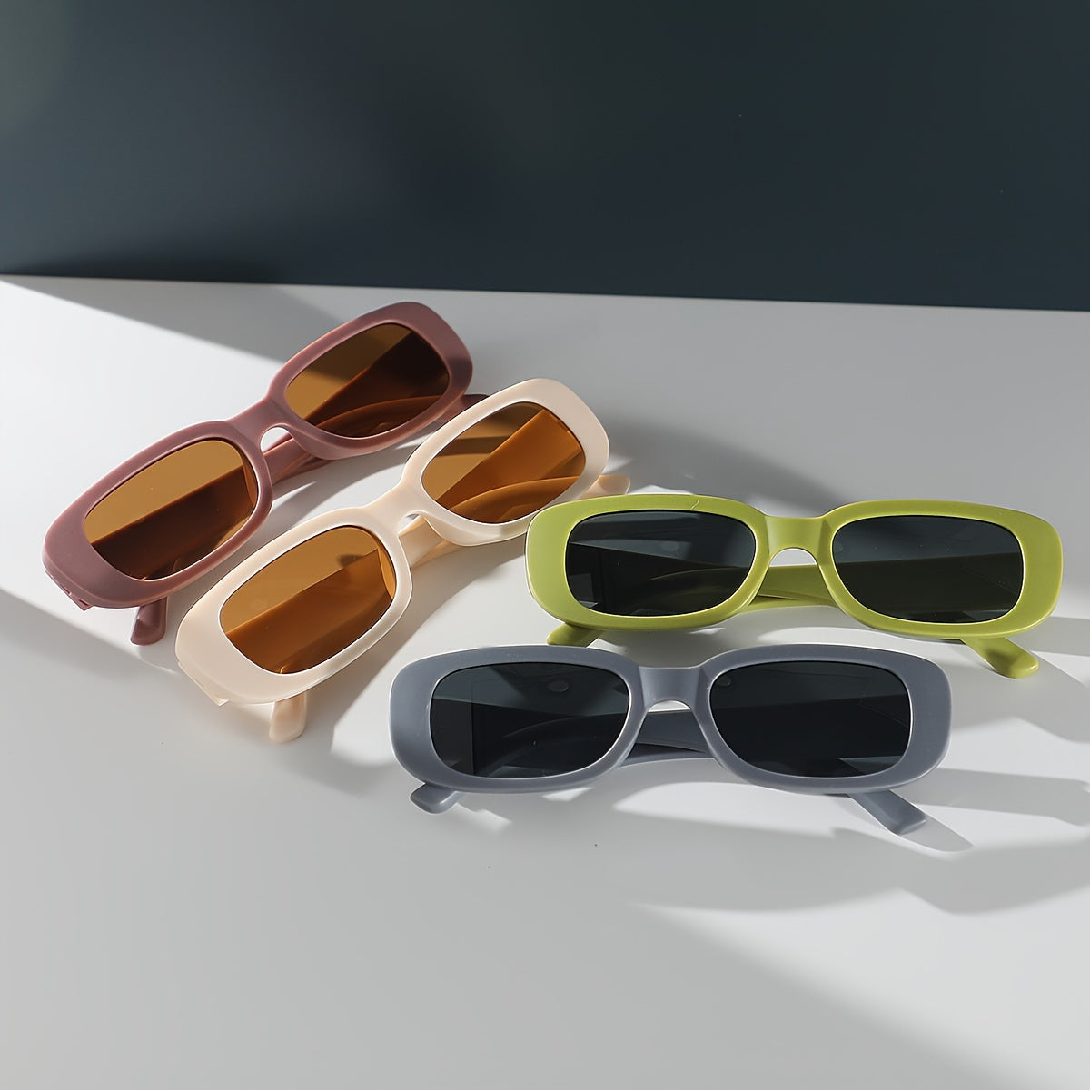 Women's Plastic Square Sunglasses Set 4 Pairs Candy Colors for Festivals and Vacation