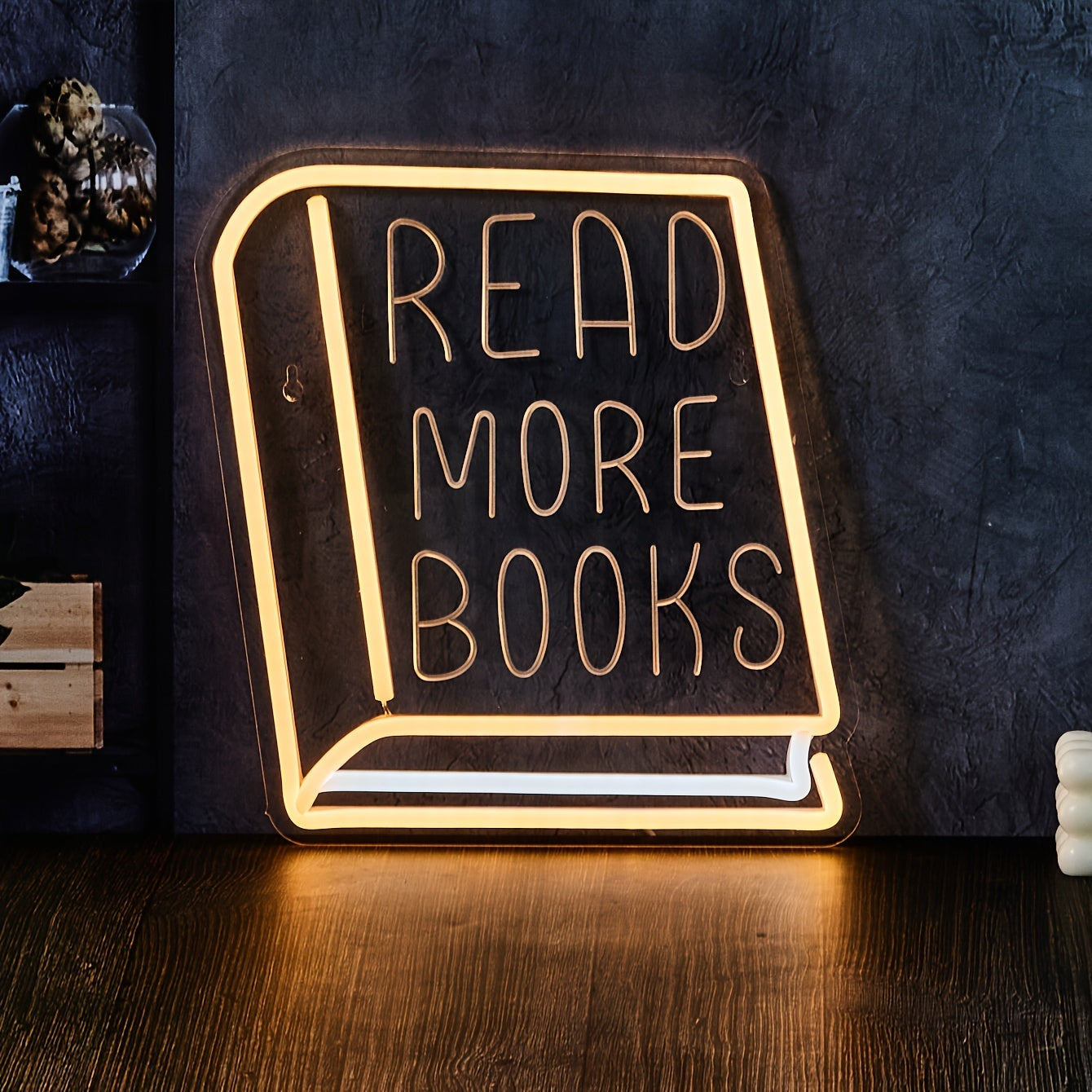 Neon Book Lover Sign for Home Office Decor USB Wall Mounted