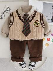 Boys Kids Fall Outfit Set Cotton Blend Shirt Vest Pants Casual Spring Fall Outdoor