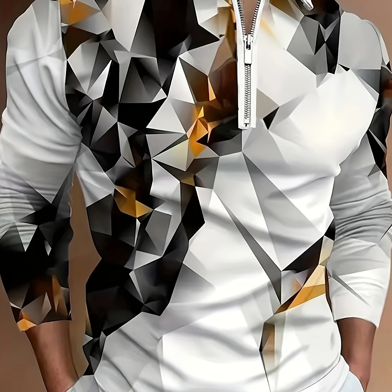 Plus Size Geometric Print Golf Shirt for Men Casual Spring Fall Winter