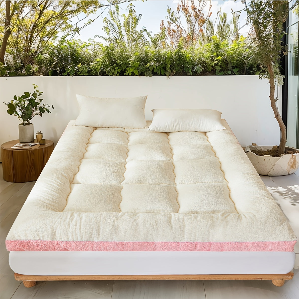 Winter Velvet Mattress Topper for Single and Double Beds All-Season Polyester Cushion