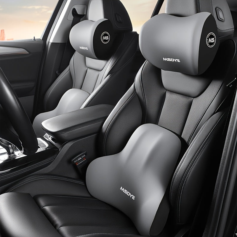 Car Memory Foam Headrest and Lumbar Support Pillow Set for Driver Comfort