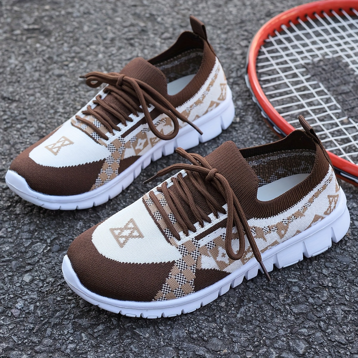 Women's Plus Size Mesh Casual Sneakers Breathable Lace-Up Athletic Shoes