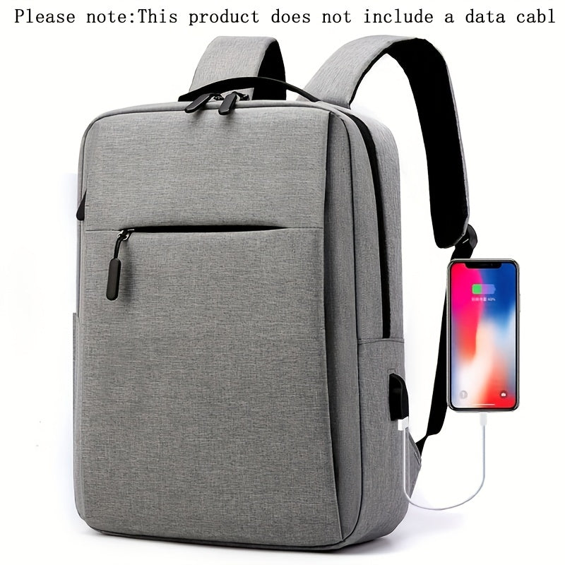 Легкий деловой рюкзак для ноутбука с USB-портом для зарядки, застежка-молния, для путешествий и студентов, черный