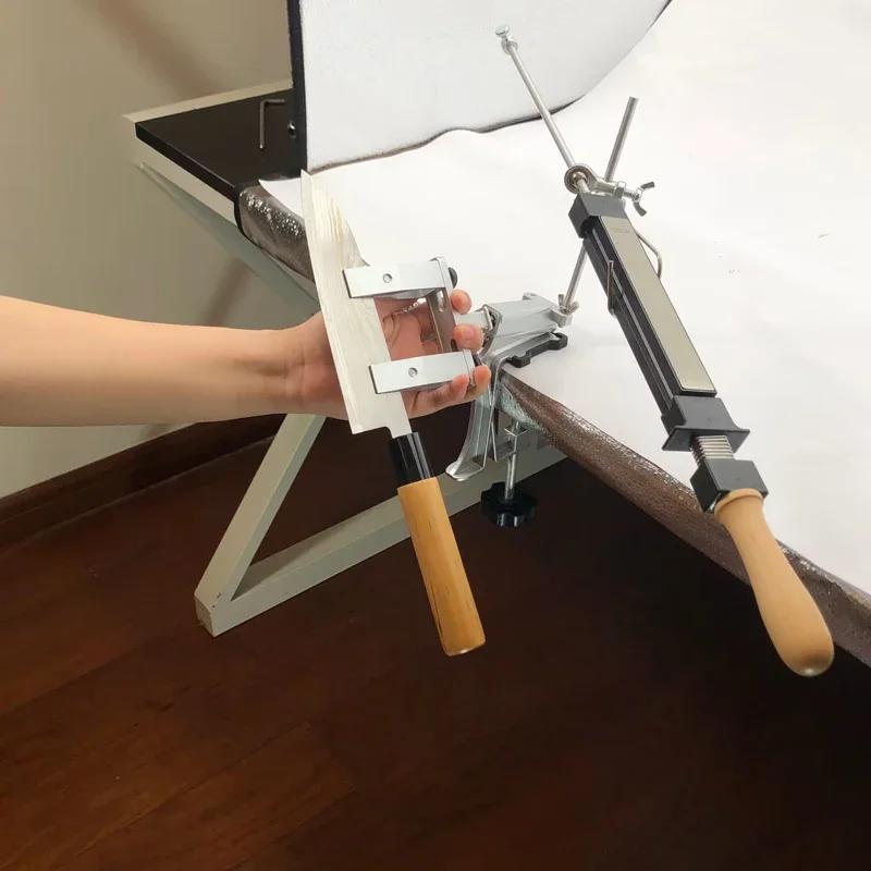 XK Professional Knife Sharpening System bilan sozlanadigan statik burchak, 360° aylantirish, ko'p bosqichli maydalash va silliqlash to'plami, olmos va moy toshi, klamp, tutqich va o'rnatish uchun asboblar bilan ta'minlangan