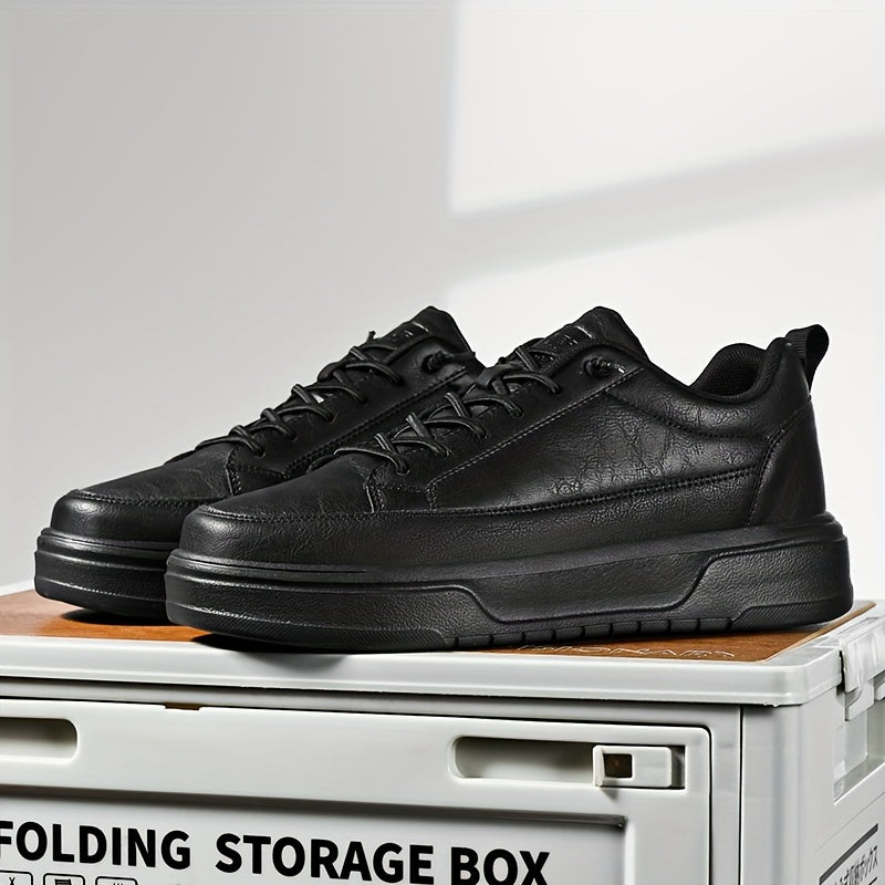 Men's Solid Color Skate Shoes Non Slip Lightweight Casual Sneakers for Outdoor Walking and Travel