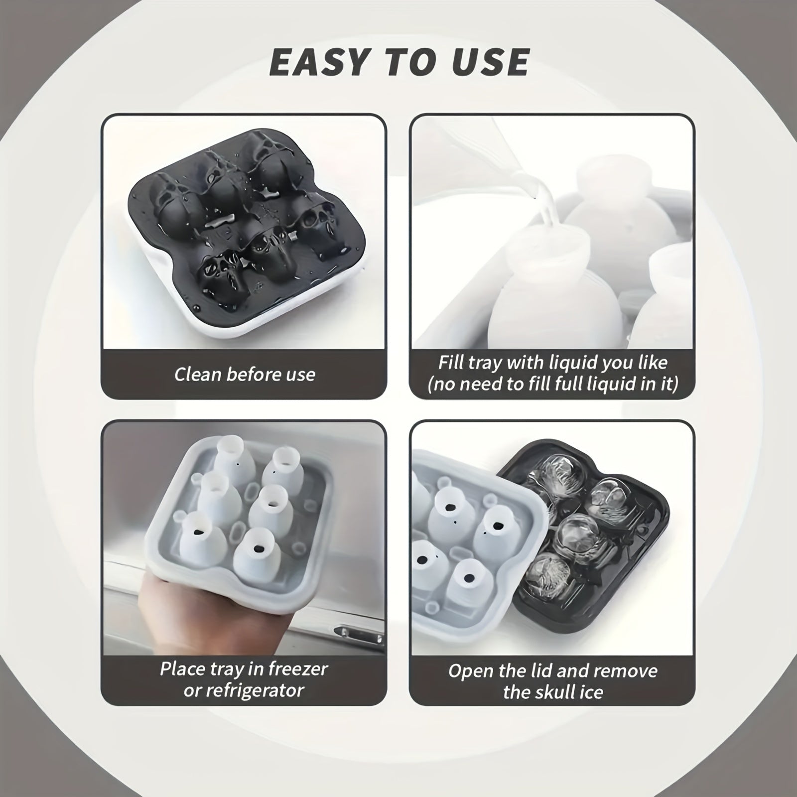 Skull Shaped Silicone Ice Cube Tray for Whiskey Cocktails Chocolate Jello