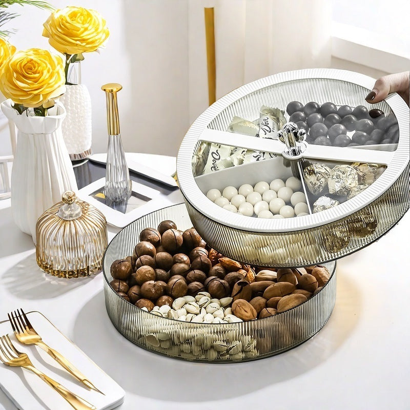 Round Plastic Food Storage Container with Lid for Nuts and Dried Fruits 22.61cm