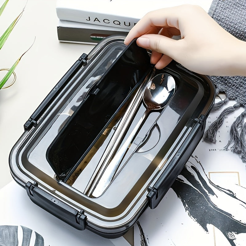 Leak-Proof Stainless Steel Lunch Box with 3 Compartments for Kids and Adults