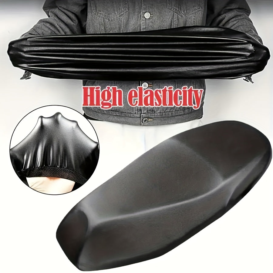 Motorcycle Seat Cover Waterproof Faux Leather Universal Fit Black Gold