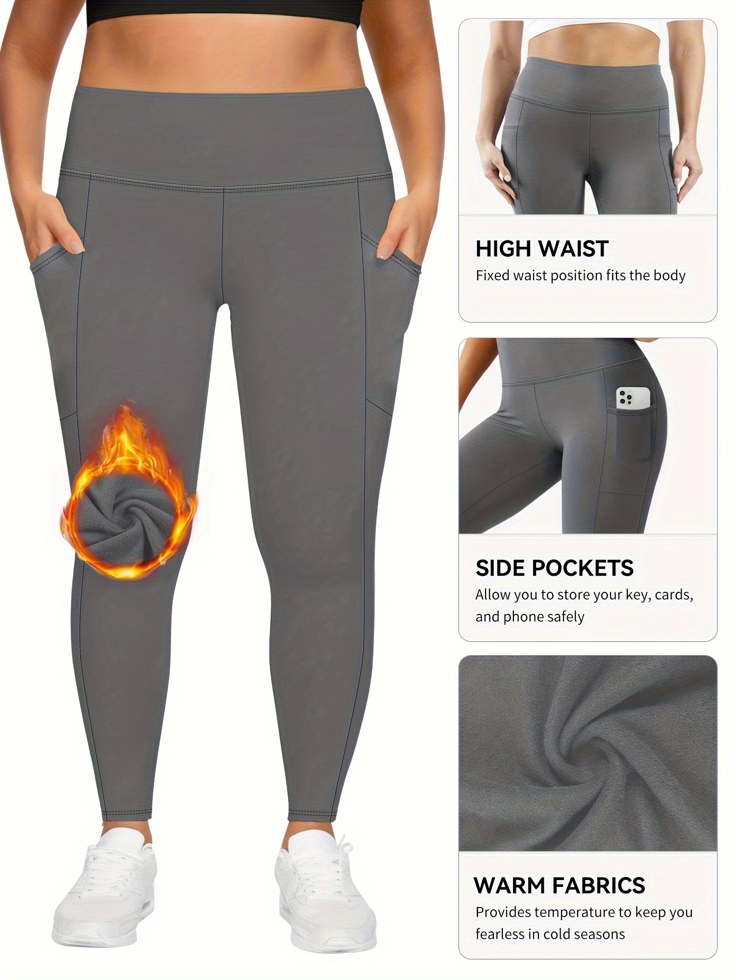 Leggings cálidos de talla grande, gruesos, elásticos, de cintura alta, para otoño e invierno, mujer