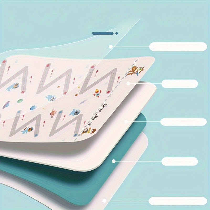 Children's Practice Notebook for Early Writing Number Letter Drawing Green 32 Pages