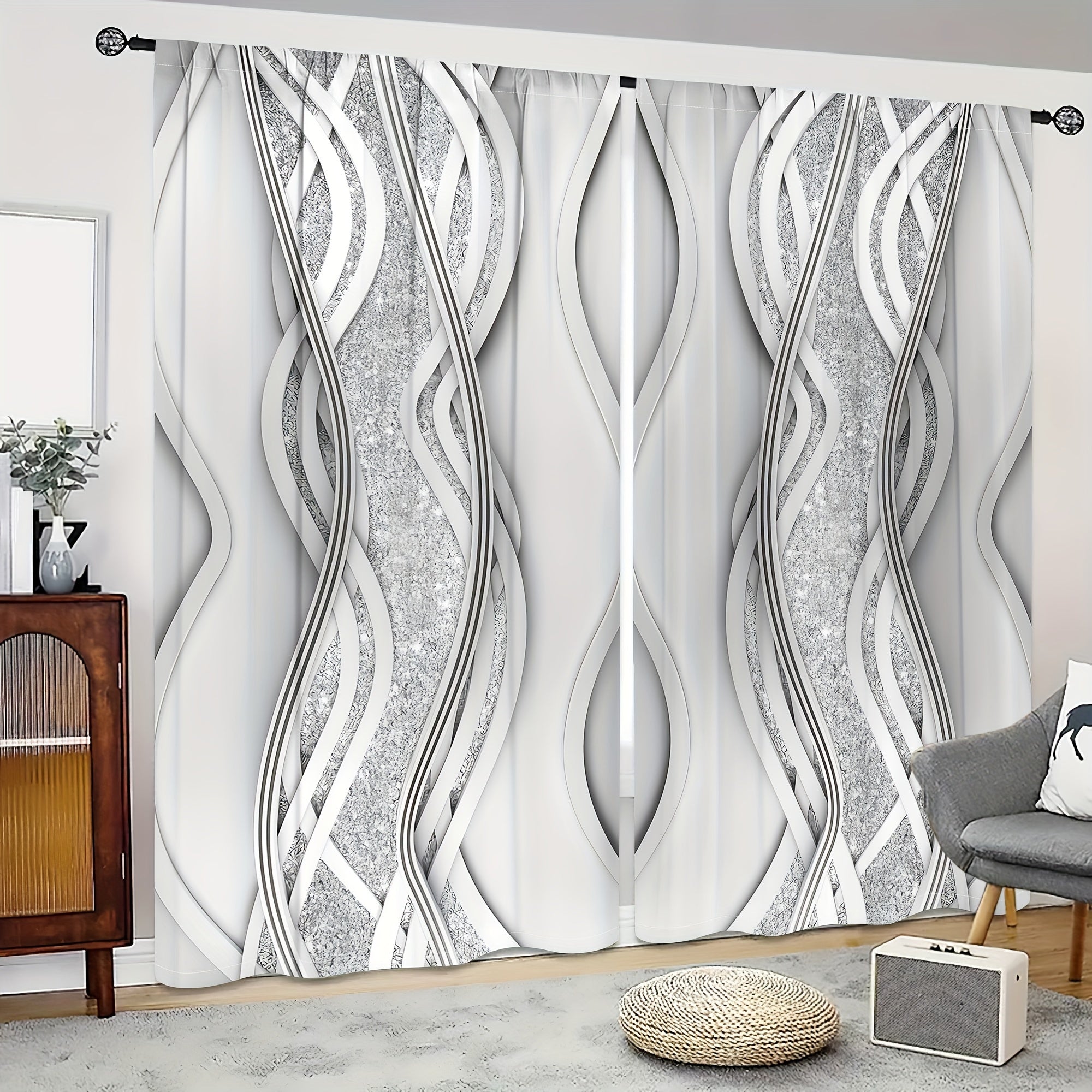 Two Rod Pocket Curtains for Bedroom and Living Room, Decorative Window Drapes