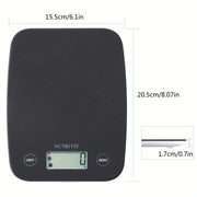 1 dona NUTRI FIT Food Scale pishirish, pishirish va ovqat tayyorlash uchun, 5 ta rejim va Tare funksiyasi bilan, vazn yo'qotish, diet va Keto diet uchun - Qishda batareyaga ehtiyoj yo'q.