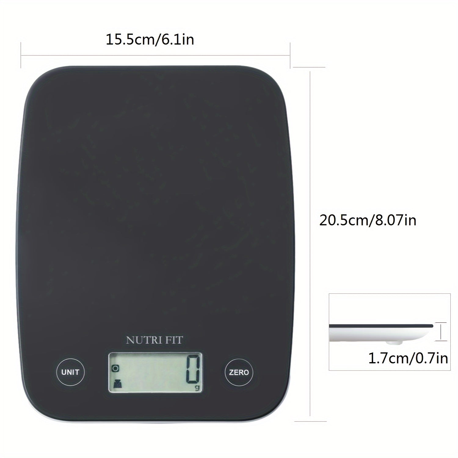 1 dona NUTRI FIT Food Scale pishirish, pishirish va ovqat tayyorlash uchun, 5 ta rejim va Tare funksiyasi bilan, vazn yo'qotish, diet va Keto diet uchun - Qishda batareyaga ehtiyoj yo'q.