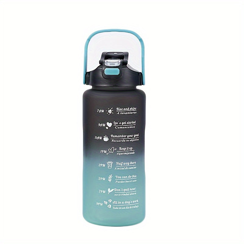 Set of 3 Motivational Water Bottles 2000ml 800ml 300ml with Straw and Sleeve