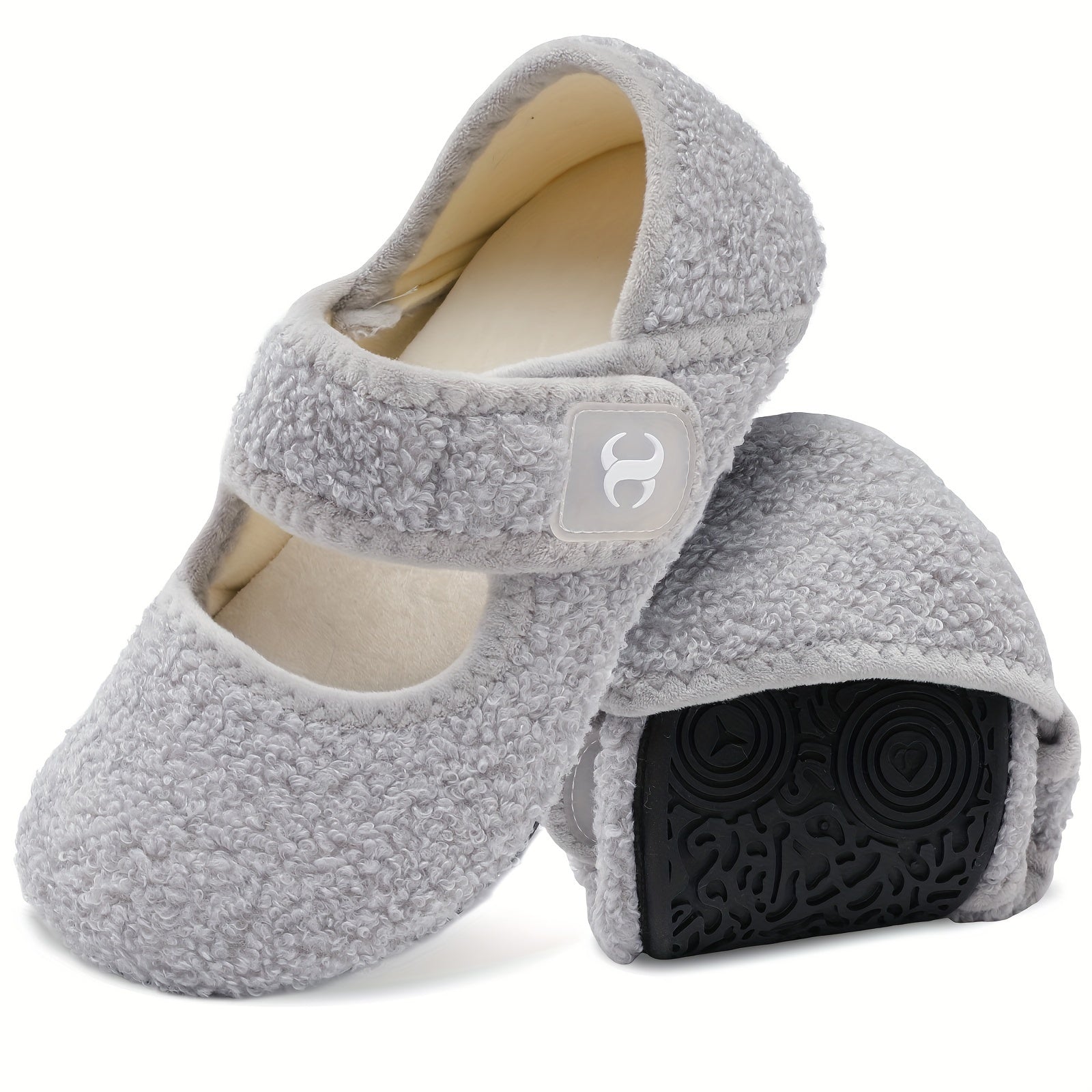 Women's Slip-On Flats - Soft Warm Lightweight Shoes with Hook and Loop