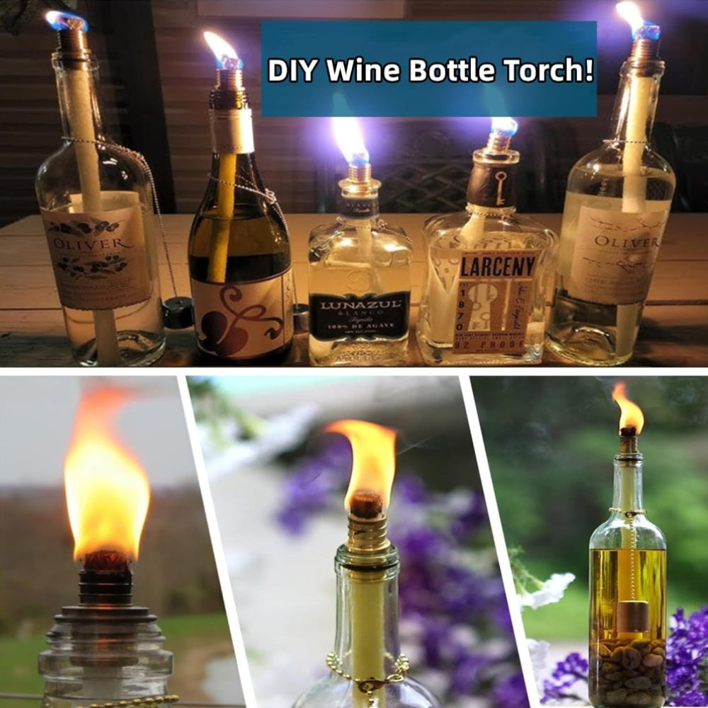 Fiberglass Torch Kit with Long-Life Wicks Safety Covers and Holders for DIY Bottle Torches