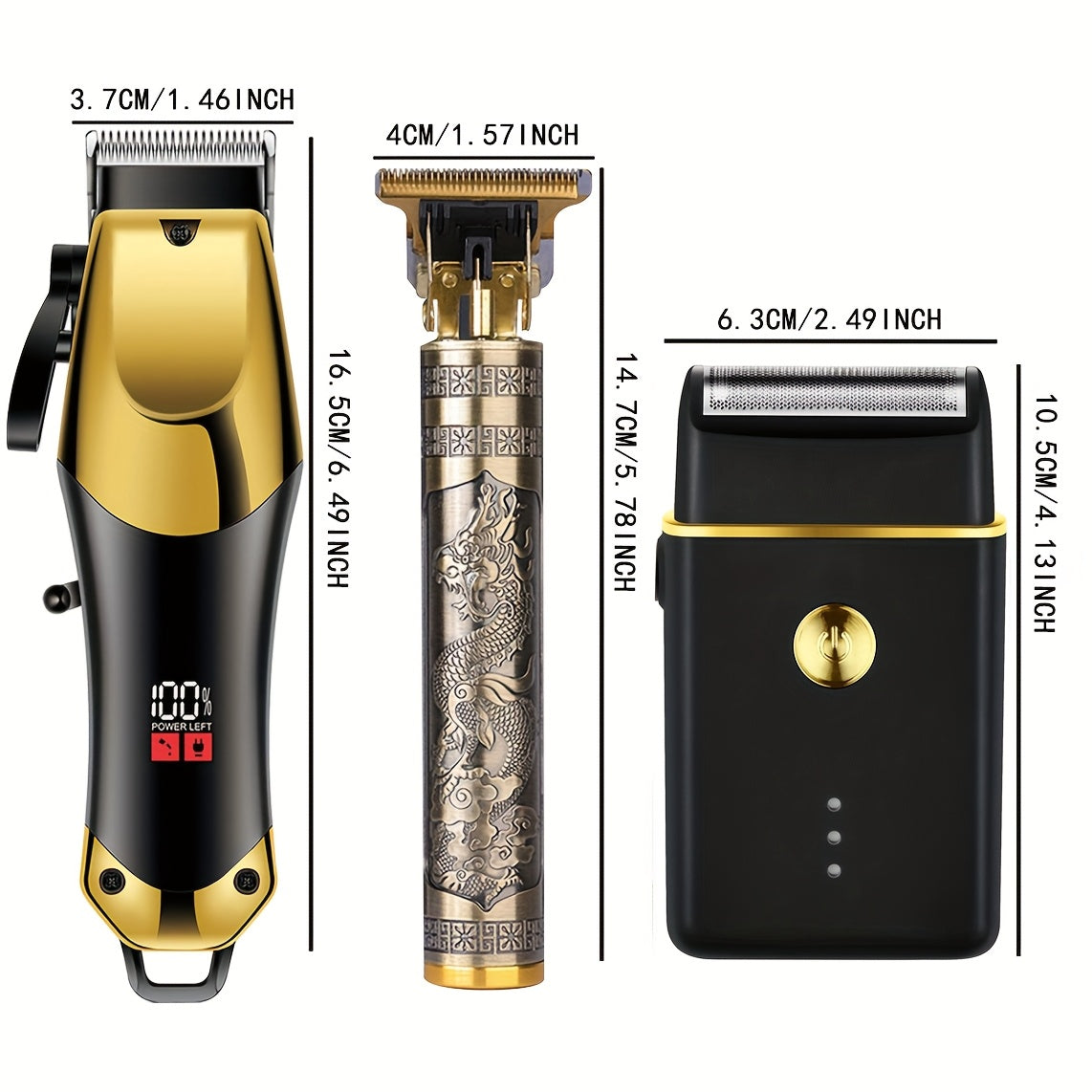 3-in-1 Men's Grooming Kit Electric Hair Clippers T-Shaped Blade Trimmer Foil Shaver USB Rechargeable