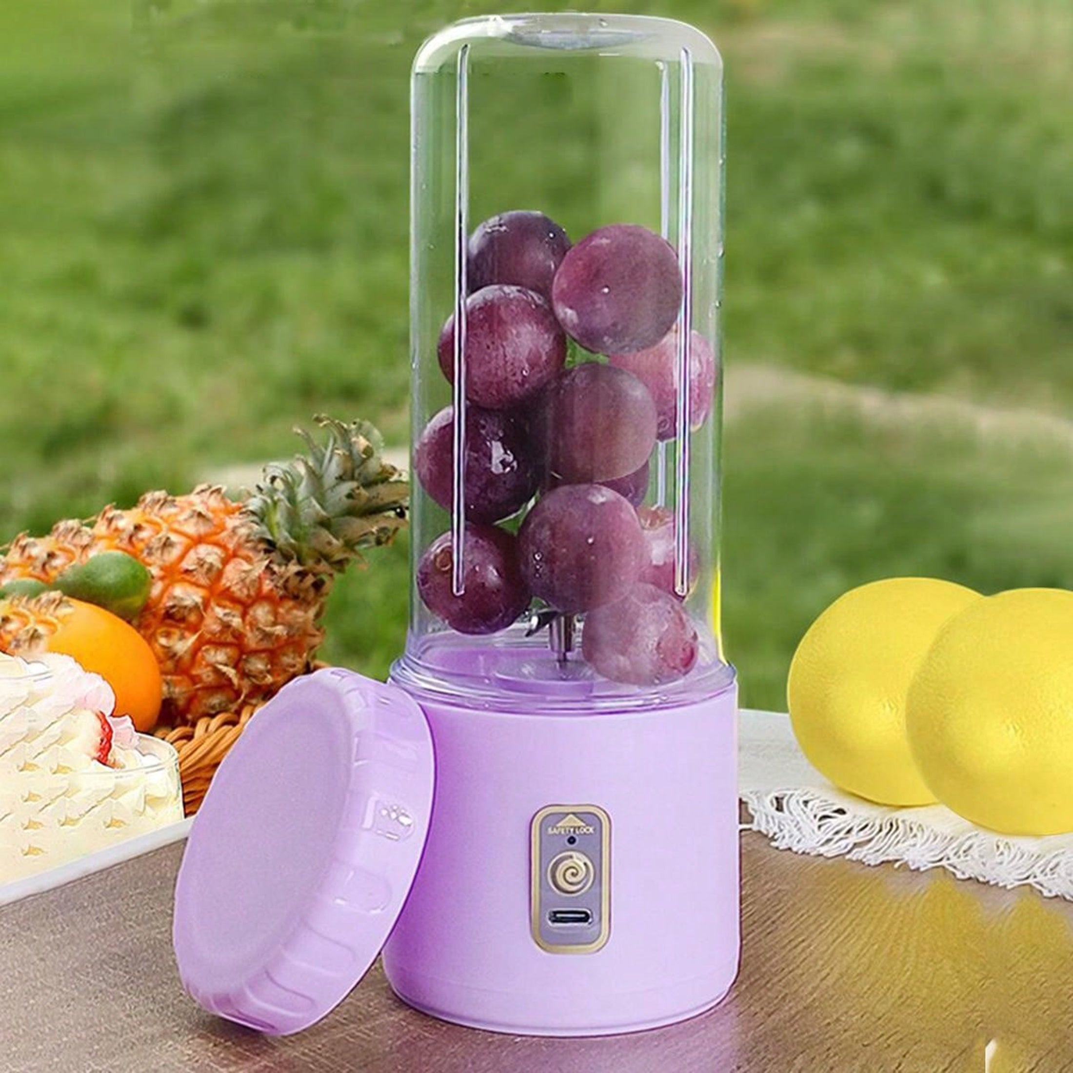 Portable USB Rechargeable Juicer Cup with 6-Blade Design and 1500mAh Battery