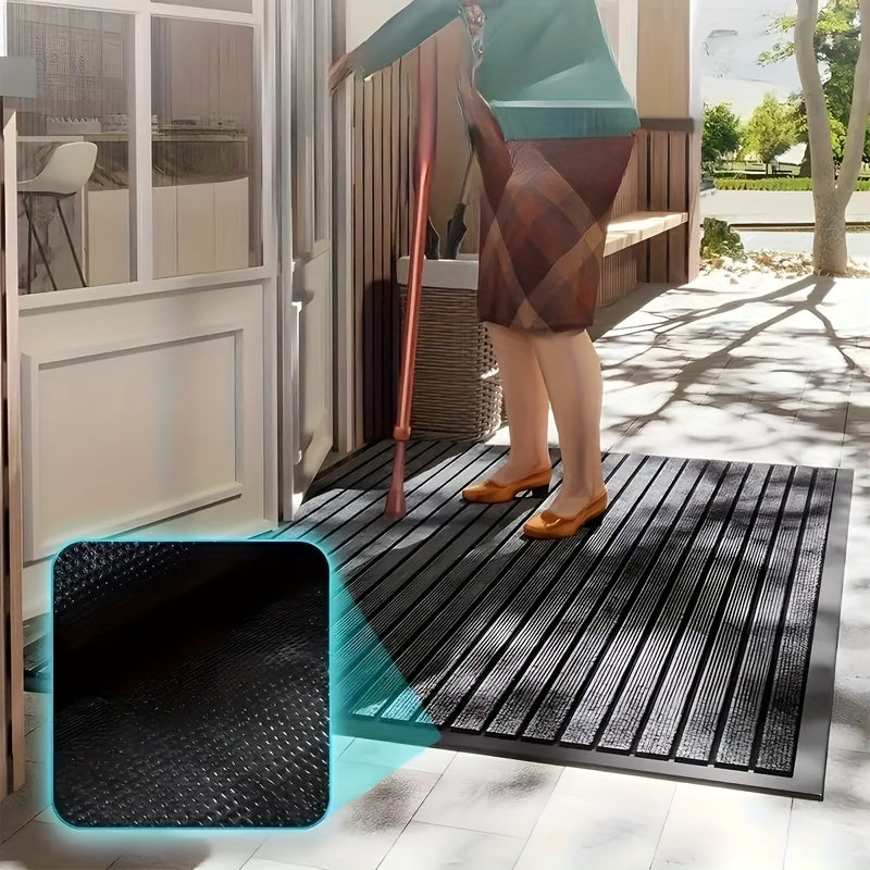 Bir parcha chiziqli kirish mato, kauchuk pastki qismi bilan - uzoq muddatli, yuvish uchun qulay PVC gilam, oshxona, yotoqxona, hammom, ofis va balkon uchun mos.