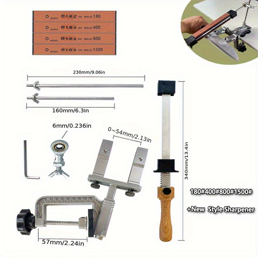 Keski qattiqlash uchun sozlanadigan burchakli ko'p bosqichli maydalash va silliqlash to'plami bilan pichoqni shimgich qilish tizimi