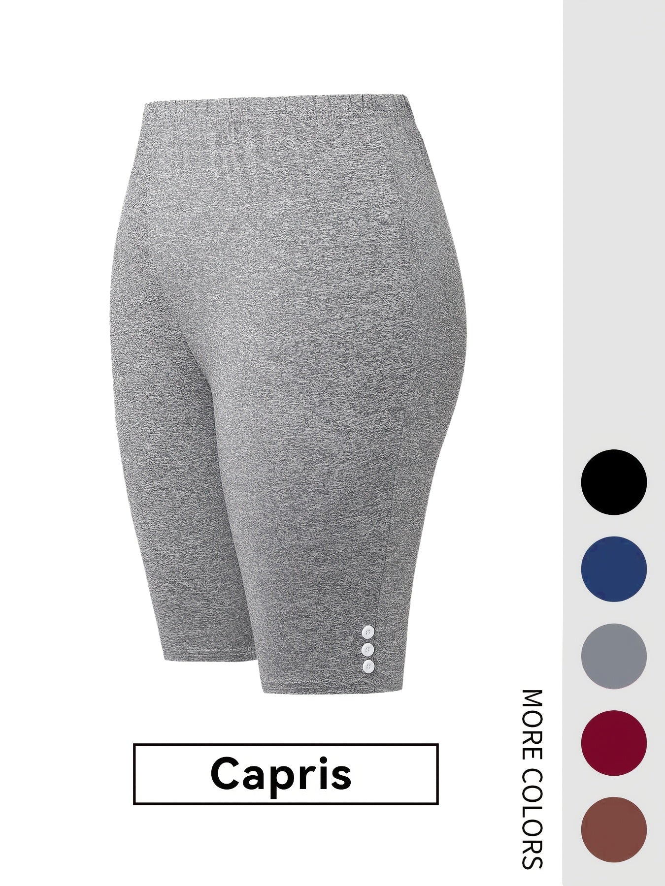 Plus-Size Women's Stretchy Fitted Shorts with Elastic Waistband Set of 6