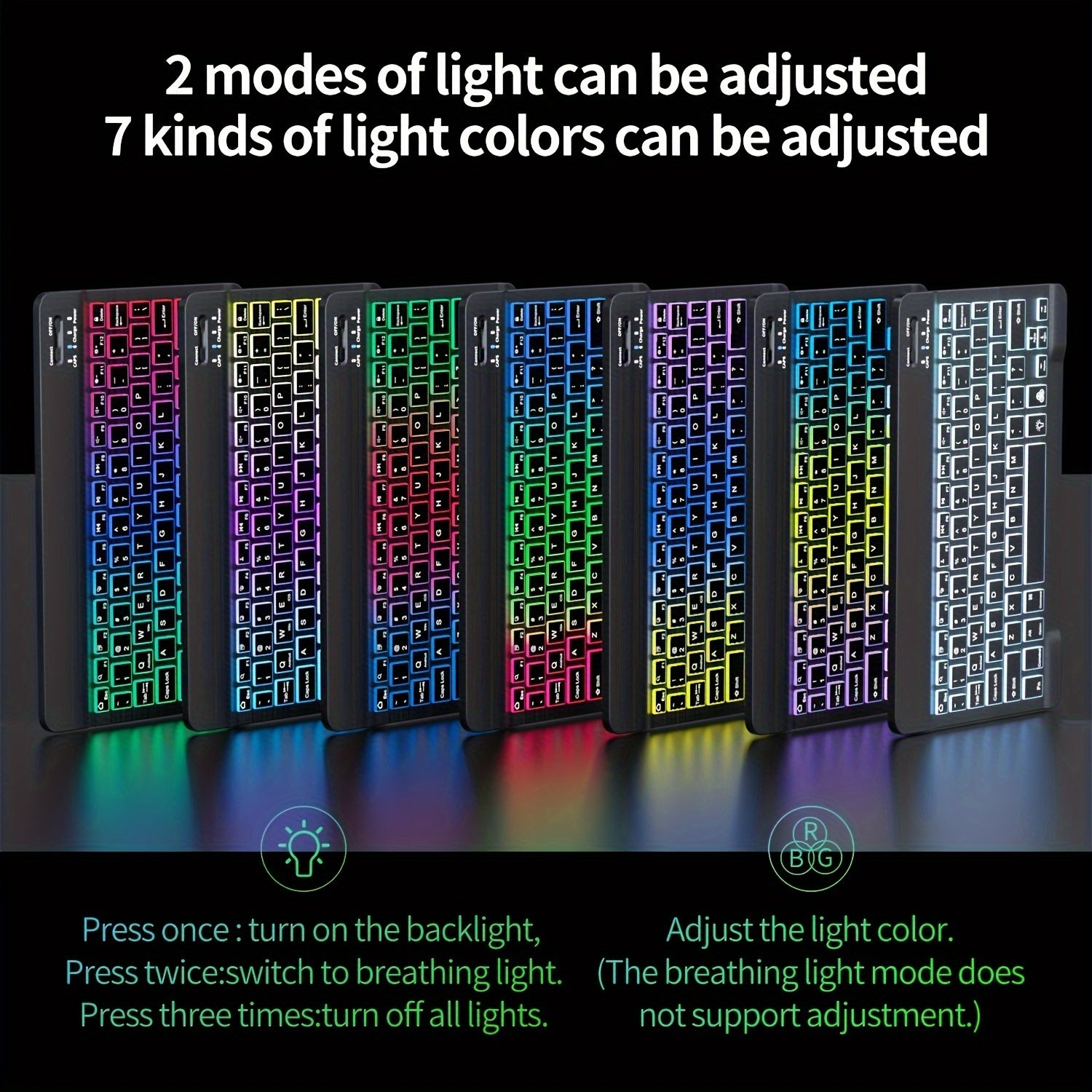 "Orange ELFO Wireless Keyboard for Tablets, Android, iOS, Windows - Rainbow Backlit, Rechargeable, Type-C Charging, iPad 4, Linux OS, No Quick Charge, 280mAh Battery"