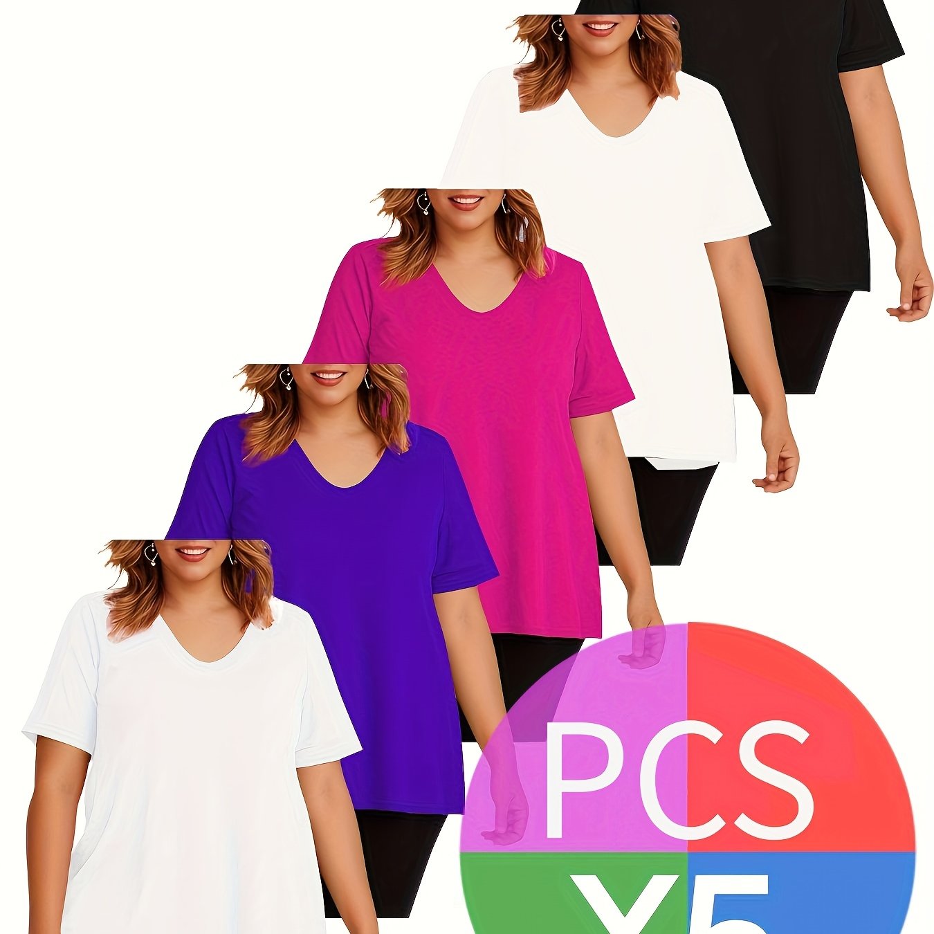 Women's Plus Size T-Shirts Pack Soft Breathable Short Sleeve Casual Top
