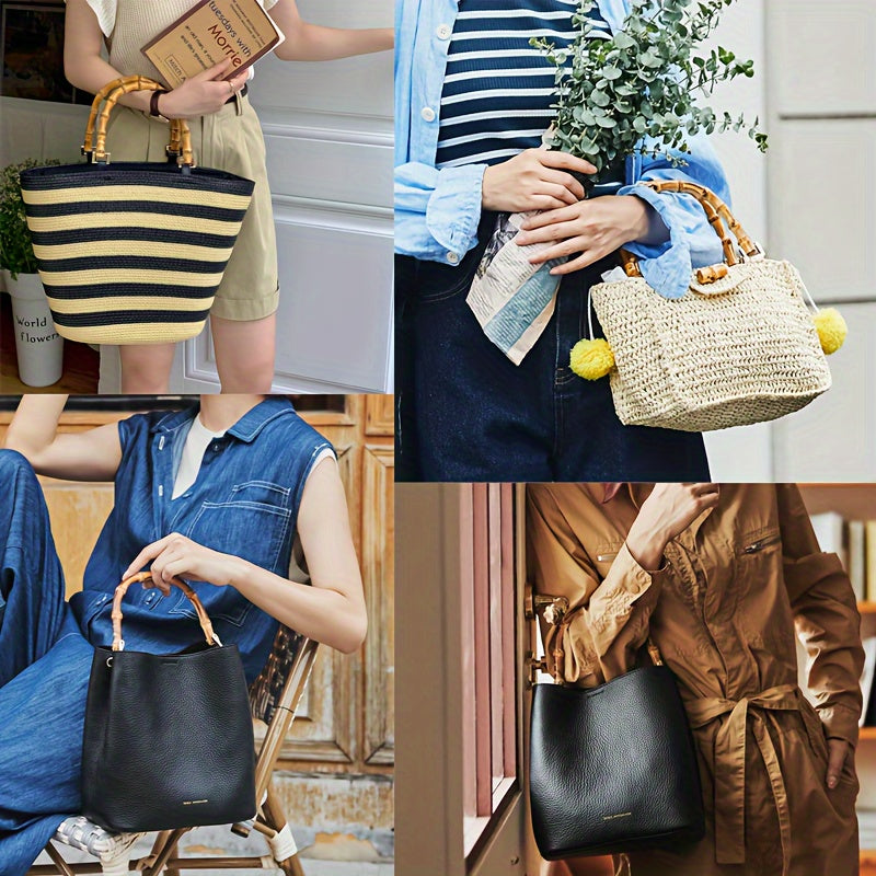 Bamboo Handle Rings for Handbags and Luggage, Handmade Wooden Accessories