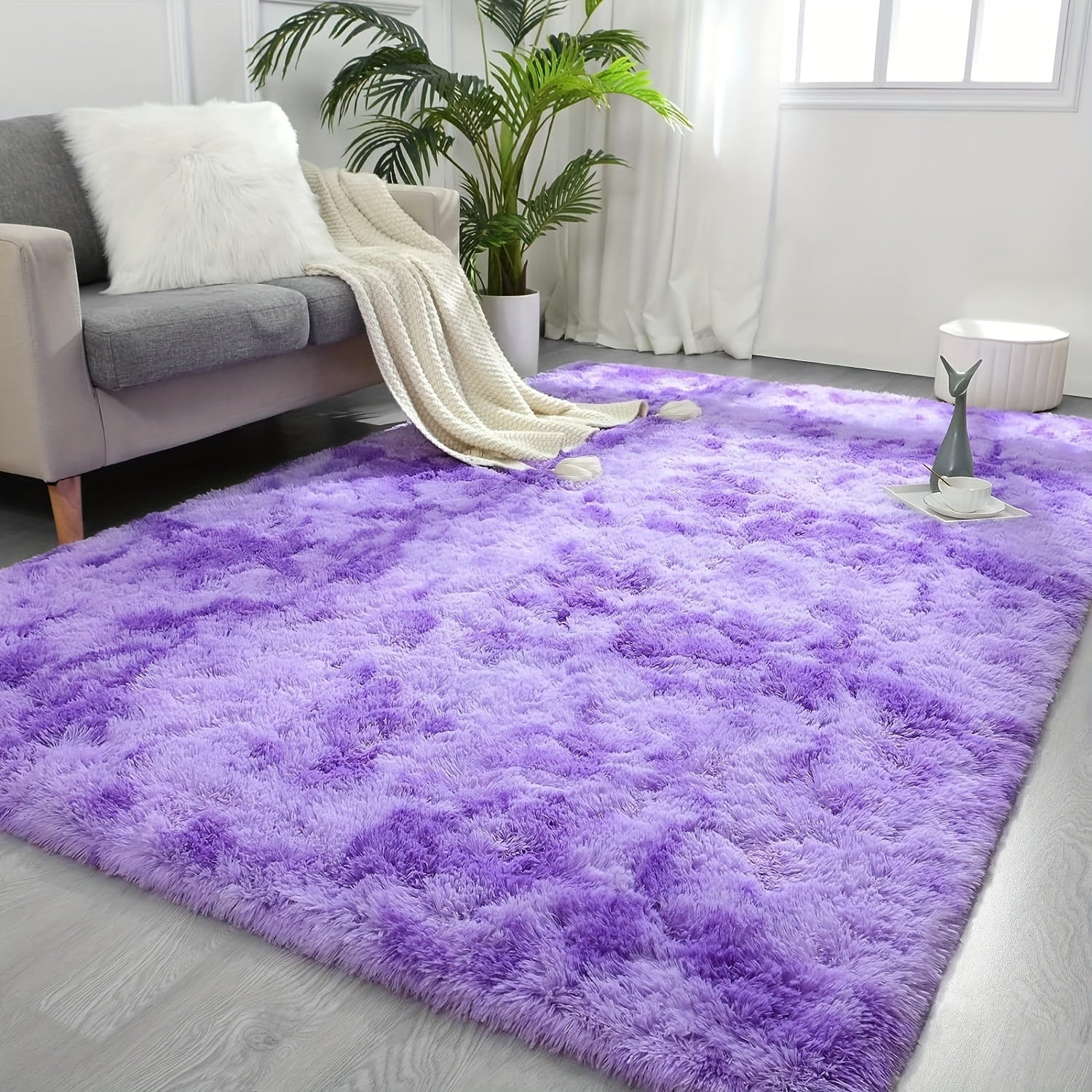 Luxurious Shag Area Rug, Plush Fuzzy, Non-Slip, Machine Washable Bedroom Rug