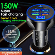 Yuqori quvvatli avtomobil zaryadkasi 3 USB porti PD tez zaryadlash uchun smartfonlar va planshetlar