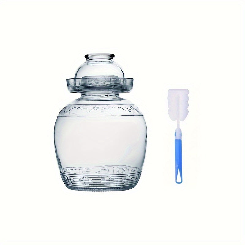 Glass Fermentation Jar with Water Seal Airlock and Cleaning Brush for Pickles Kimchi Sauerkraut and Kombucha