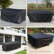 210D Oxford Cloth Outdoor Square Table and Chair Cover Black Patio Furniture Protector