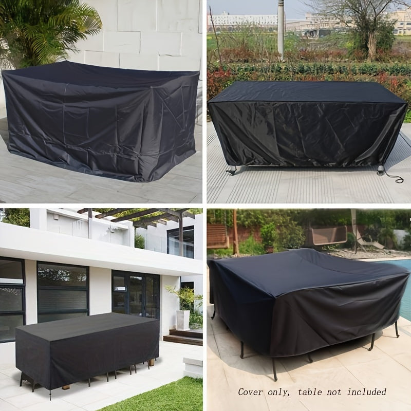 210D Oxford Cloth Outdoor Square Table and Chair Cover Black Patio Furniture Protector