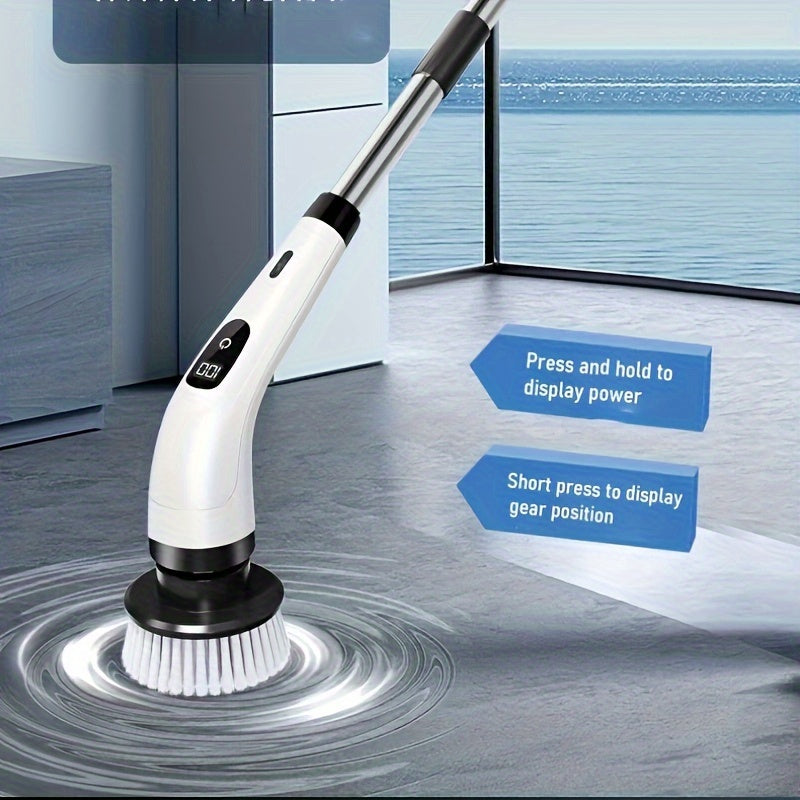 IAGREEA Elektrik Spin Scrubber 8 cho'tkasi - USB orqali zaryadlanadigan, sozlanadigan uzatma tutqichi, raqamli ko'rsatkich, o'rtacha qattiqlikda hammom, oshxona, hojatxona, yashash xonasi, avtomobil uchun samarali tozalash - ko'p maqsadli tozalash asbobi