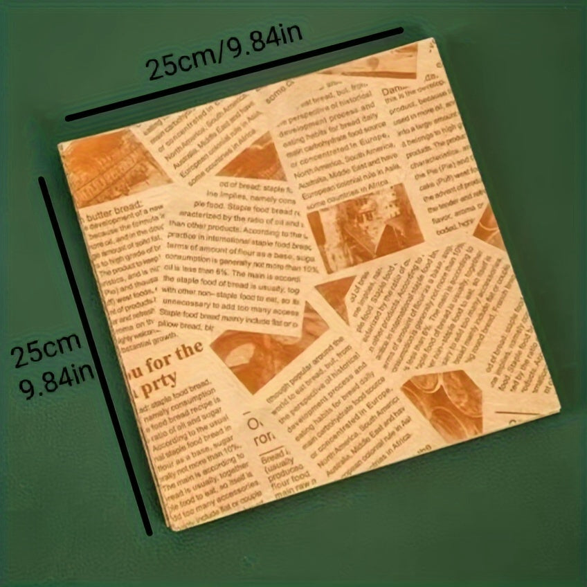 Set of 50 Oil-Resistant Greaseproof Food Wrapping Sheets for Sandwiches and Burgers