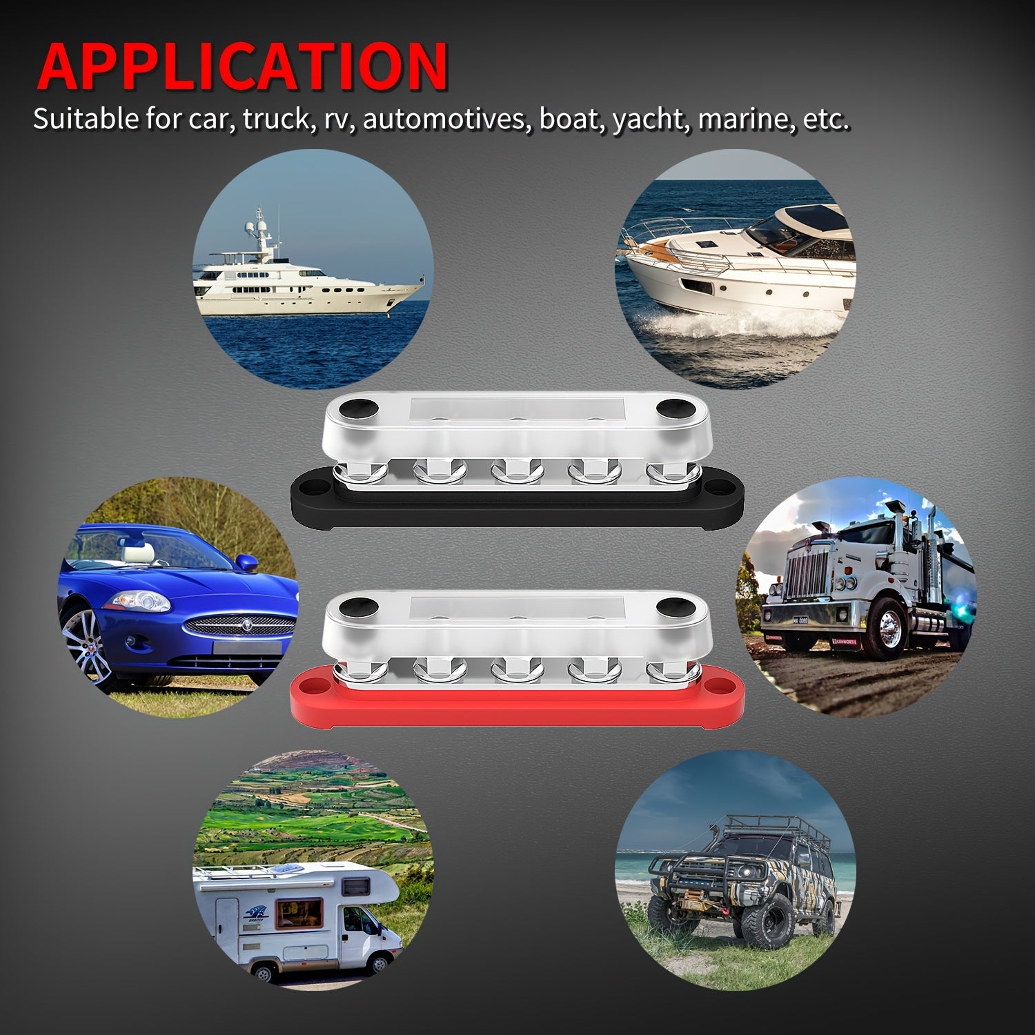 Terminal de batería de 12V, bloque de distribución de energía con tapa 5x5/16