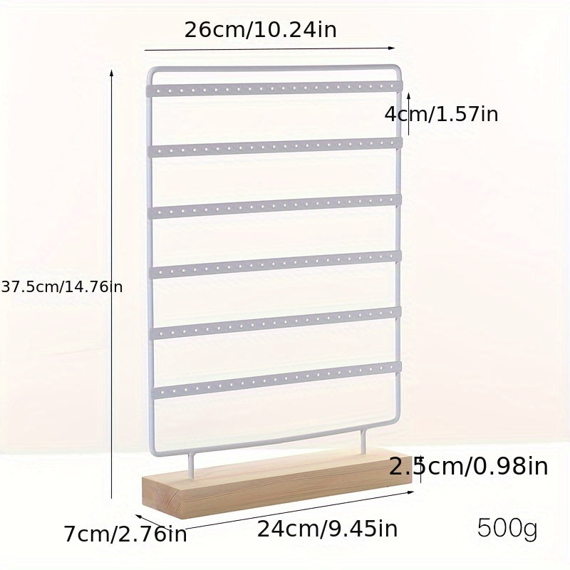 Шестиярусная витрина для серег с металлической подставкой и деревянной основой