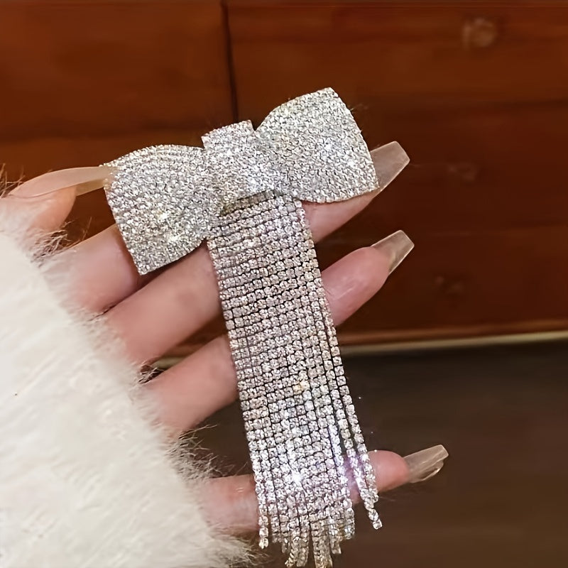 Chic Hair Accessory with Water Drill Tassels and Butterfly Bows for Elegant Hairstyles