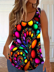 Женская майка без рукавов с цветочным принтом plus size черная летняя повседневная блузка